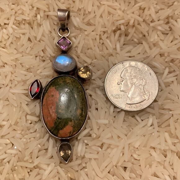 Sterling Silver Multi Stone Pendant - Picture 3 of 4